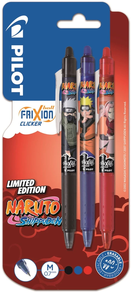 Pilot Pen Geliniai rašikliai, Pilot Frixion Clicker, 0,7mm, su trintuku, 3 spalvų