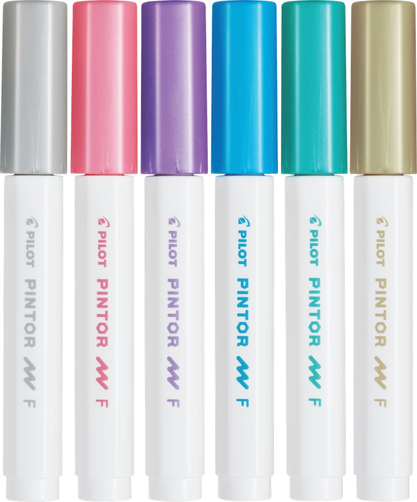 Pilot Pen Permanentinis žymeklis Pultas PINTOR METALLIC 1.0mm, apvali galvutė, 6 sp. komplektas