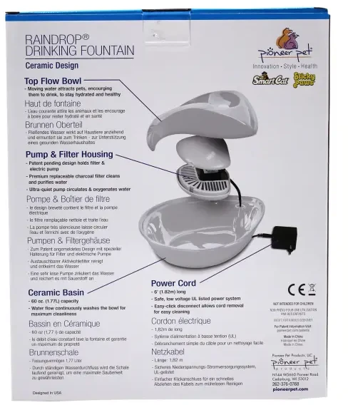 Pioneer – „Rain Drop Style“ – baltas – 1,8 l – geriamojo vandens fontanas
