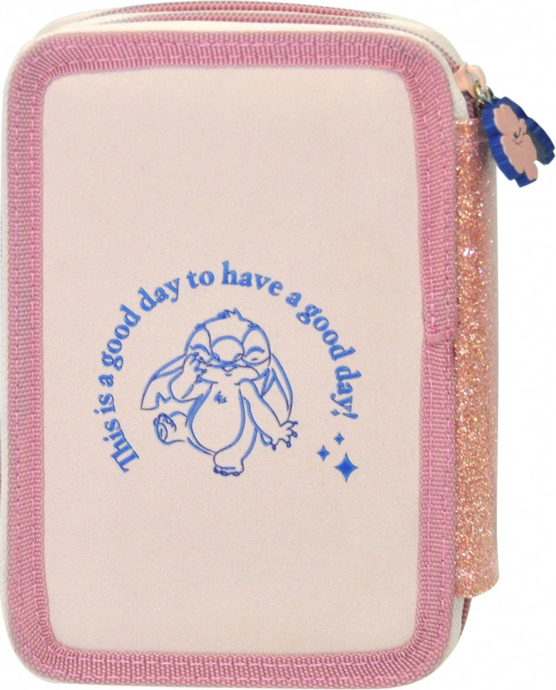 Piórnik Penalas Dviejų skyrių pieštukų dėklas „Stitch“ su priedais