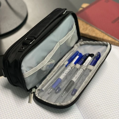 Double extendable pencil case - juodas Maaleo 24516