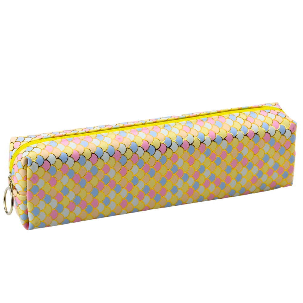 Lean Penalas su žuvies žvynų raštu ir dideliu geltonu užtrauktuku 21x6x4 cm