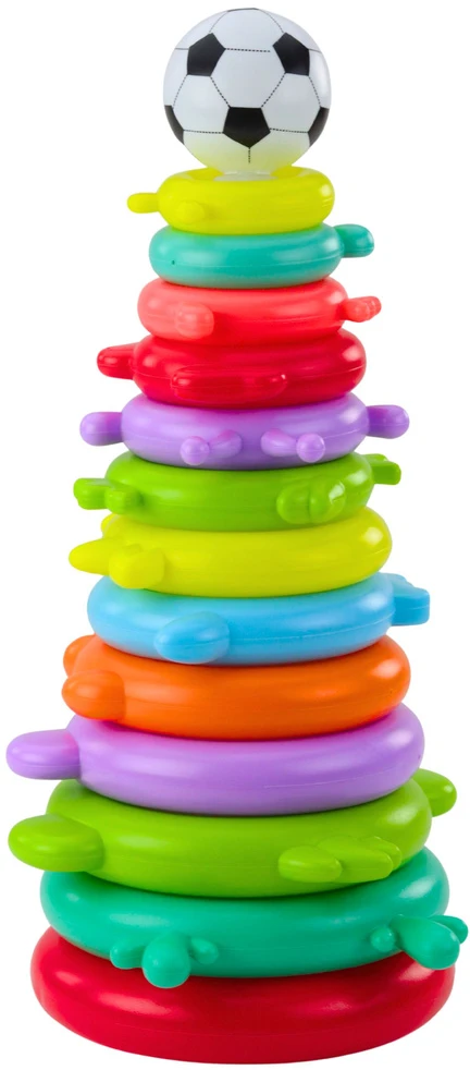Lean Toys Piramidė dėlionė su kamuoliuku ir lipdukais 42.5x18 cm
