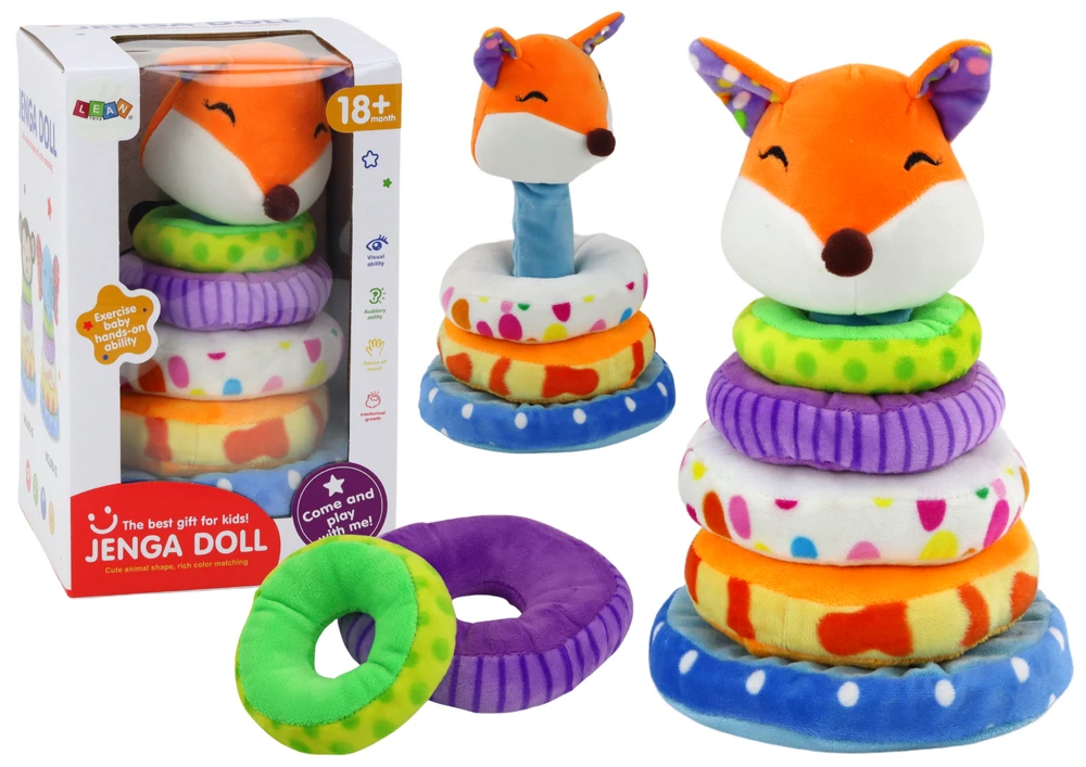 Piramidka Pliušinė piramidė su lape, 27 cm, Lean Toys