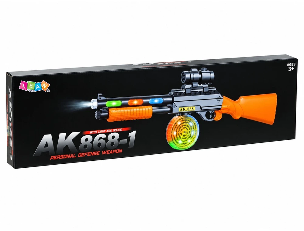 Žaislinis šautuvas Lean Toys AK 868-1 su šviesos ir garso efektais, 60 cm