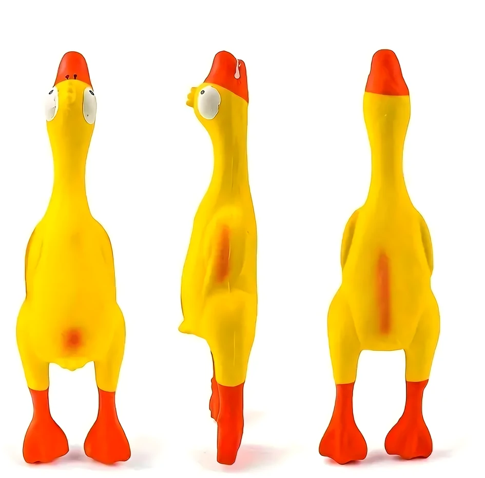 Piszcząca Cypinantis didelis guminis vištienos žaislas šunims ir šuniukams 22 cm