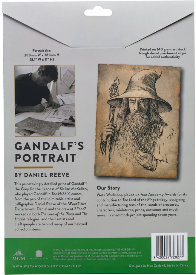 Plakatas Weta Workshop Žiedų valdovo paveikslas „Žiedų valdovas“ – Gandalfo portretas, pilkoji statula