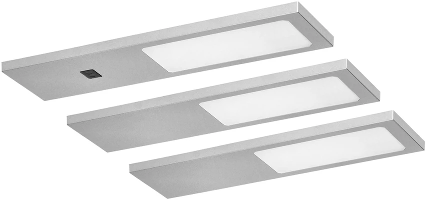 Orno PLANA 3 LED šviestuvų komplektas po spintele, 3x4W, 3x240lm, 4000K, su bekontakčiu jungikliu, pilkos spalvos