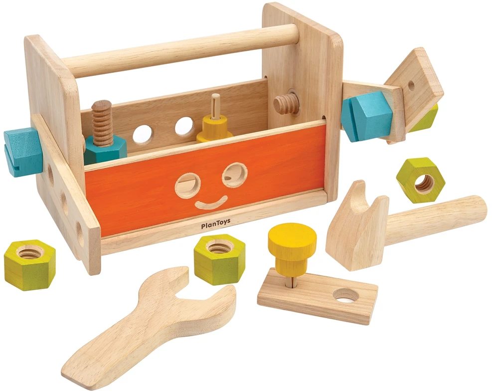 PlanToys lavinamoji priemonė - medinė įrankių dėžė su įrankiais - Robotas (PT5540)