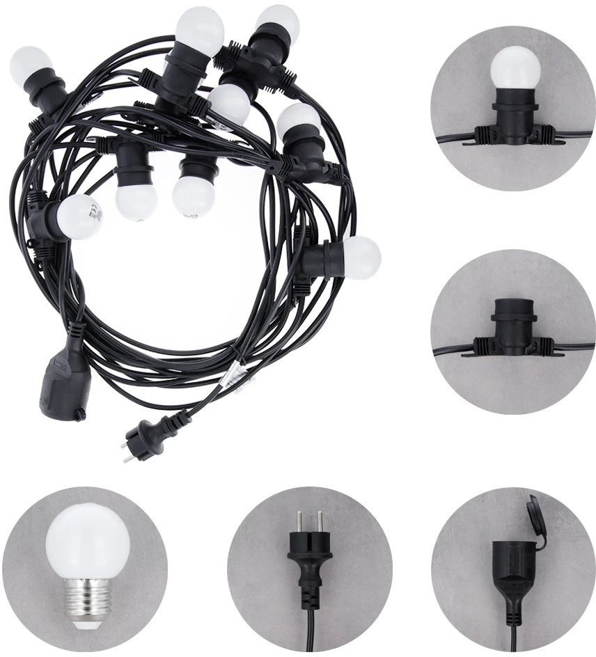 Plastrol TelForceone Šviesos girlianda 12m + 10 lempučių G45 balta/rožinė/mėlyna 2W IP65