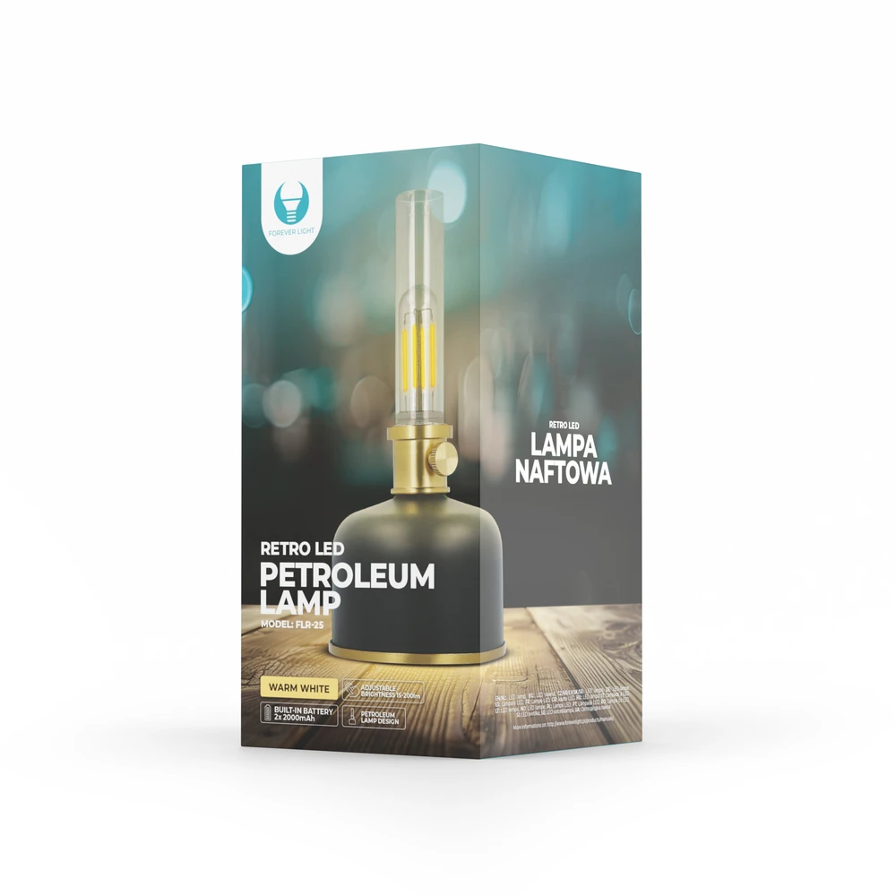 Plastrol "Retro Petroleum" LED lempa juoda FLR-25 Forever Light