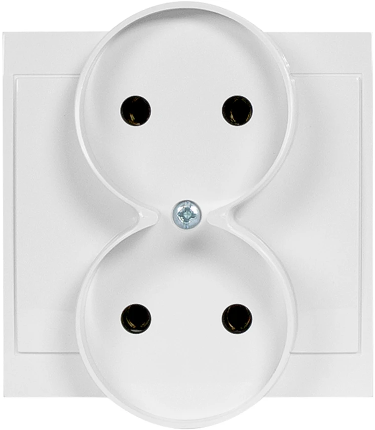 Plastrol Dvigubas lizdas su kištuku -luna- p/t 2x2p 16a, 250v rėminės sistemos, balta