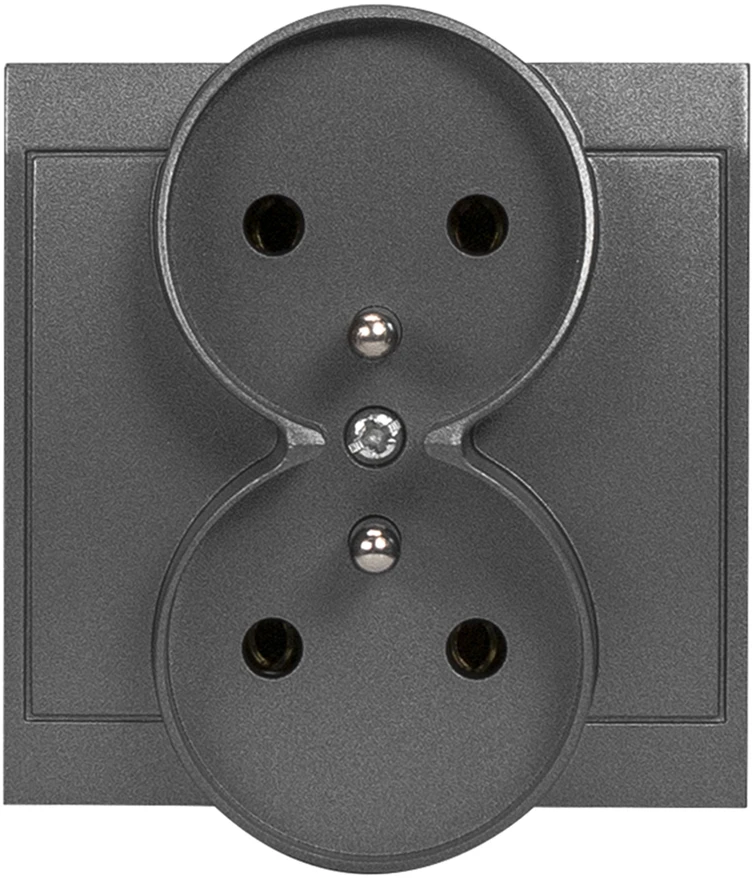 Plastrol Lizdas su kištuku dvigubas -luna- p/t 2x2p 16a, 250v rėmelių sistemai, antracitas