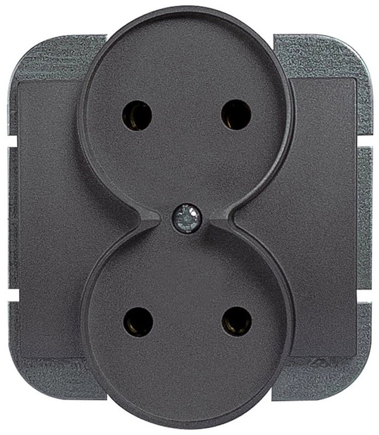 Plastrol Kištukinis lizdas dvigubas -onyx- p/t 2x2p 16a, 250v rėmelių sistemai, antracito