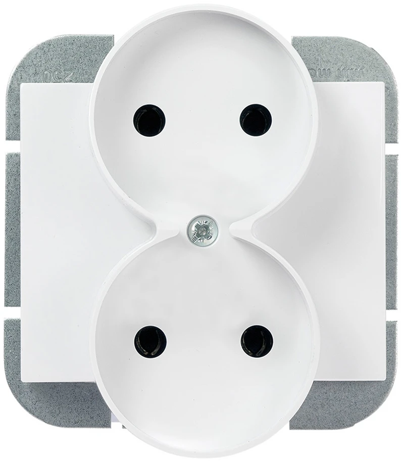 Plastrol Dvigubas kištukinis lizdas -onyx- p/t 2x2p 16A, 250V rėmelių sistemai, baltas