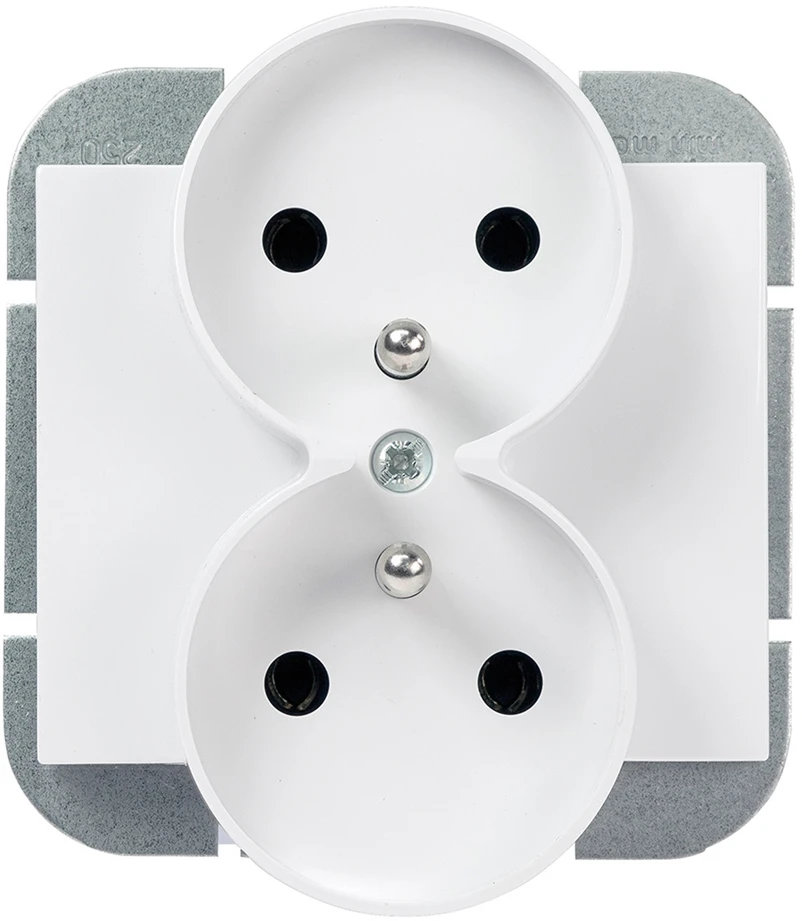 Plastrol Dvigubas kištukinis lizdas -onyx- p/t 2x2p+su 16A, 250V rėmelio sistemai, baltas