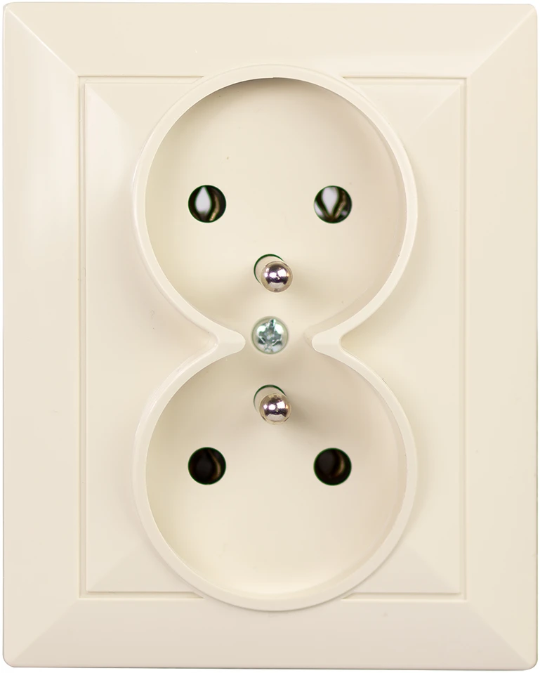 Plastrol Dvigubas įleidžiamas lizdas su įžeminimu, 2x2p+uz, 16A, 250V