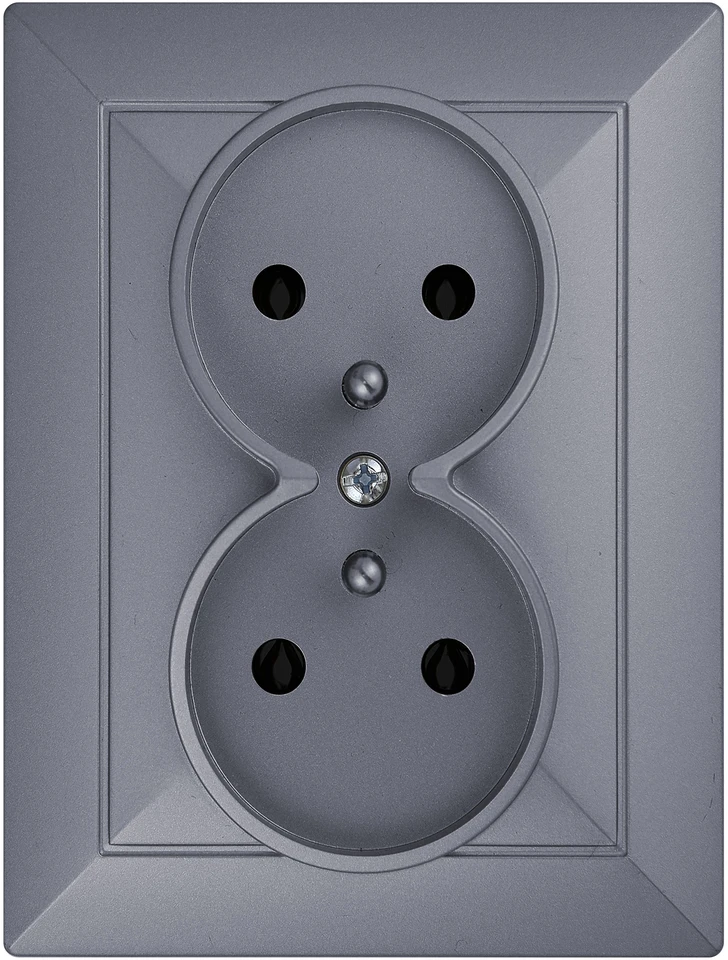 Plastrol Dvigubas įleidžiamas lizdas su įžeminimu, 2x2p+uz, 16A, 250V