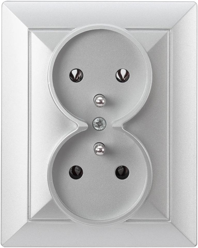 Plastrol Dvigubas įleidžiamas lizdas su įžeminimu, 2x2p+uz, 16A, 250V
