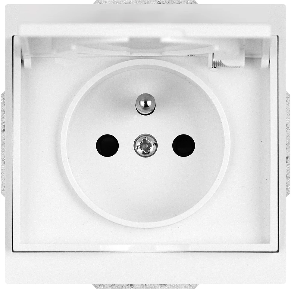 Plastrol Vienvietis įleidžiamas lizdas su kištuku, 2p+ž, 16A, 250V, atsparus vandeniui su dangteliu (modulis)