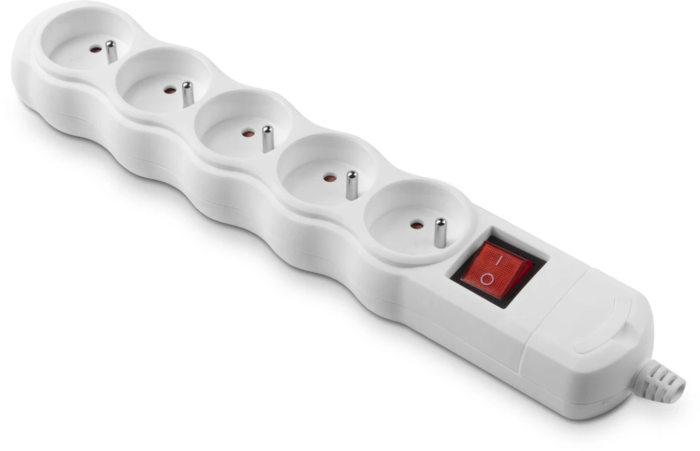 Plastrol Nešiojamas kištukinis lizdas penkiavietis 5x2p+su su jungikliu 16a, 250v, išardomas, eco bis