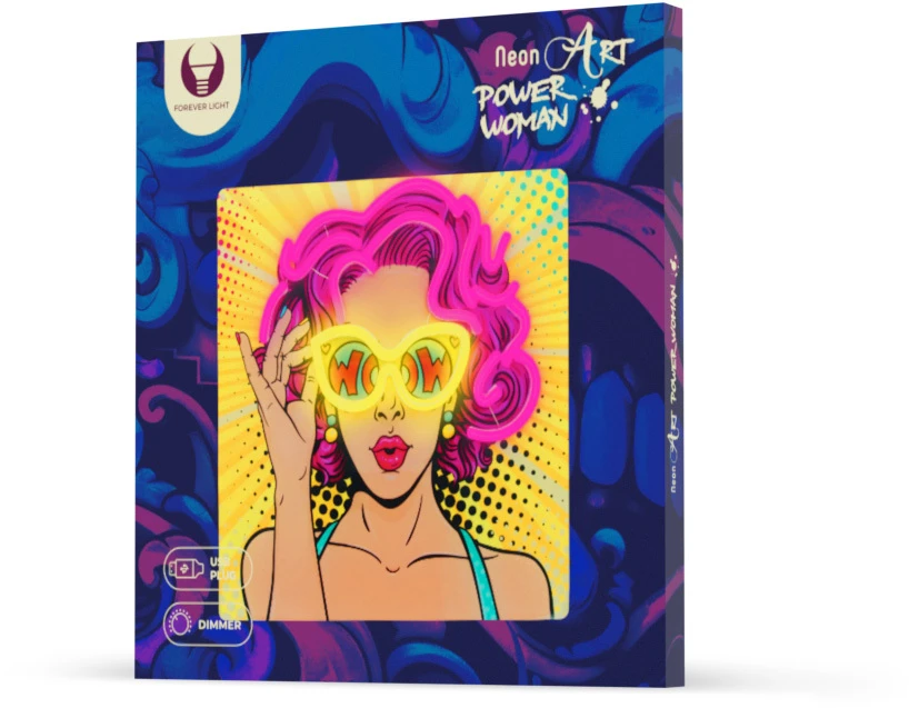 Plastrol Neoninis ART LED šviestuvas POWER WOMAN geltonas-violetinis FLA02 Forever Light