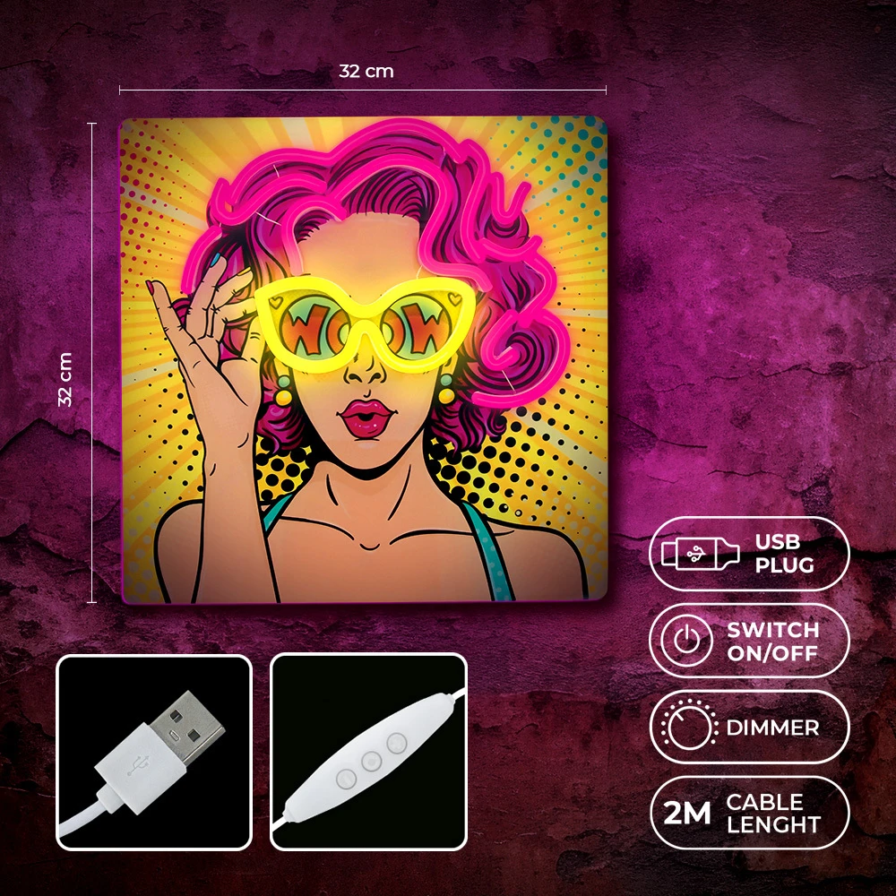 Plastrol Neoninis ART LED šviestuvas POWER WOMAN geltonas-violetinis FLA02 Forever Light