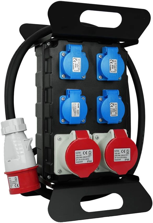 Plastrol Rozdzielnica budowlana przenośna siłowa su zabezpieczeniem;H07RN-F;52,5;400V, 2x4p+su;3x2p+su; 1xUSB; dł. przewodu 2m