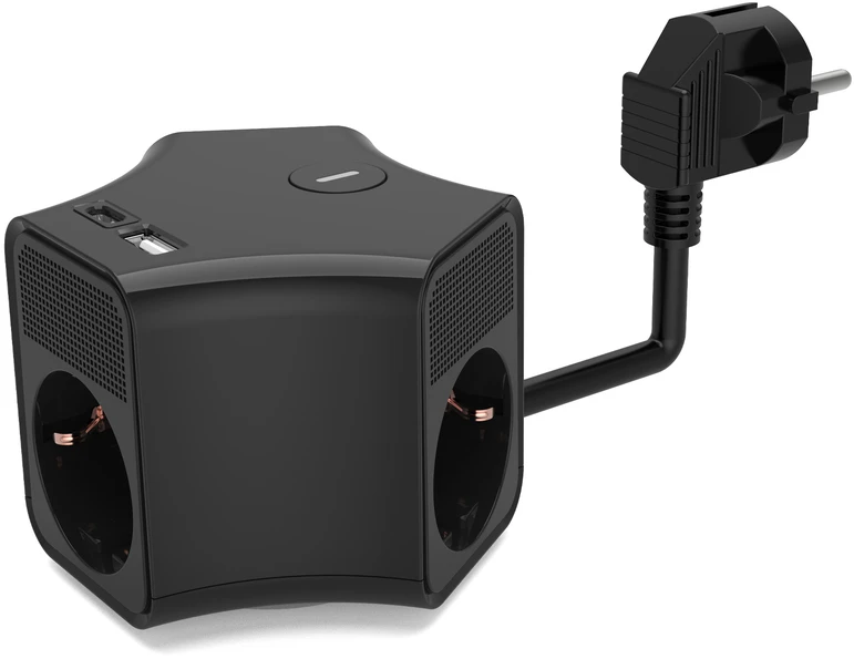 Plastrol 3-jų lizdų Schuko ilgintuvas su jungikliu ir USB-A bei USB-C lizdais
