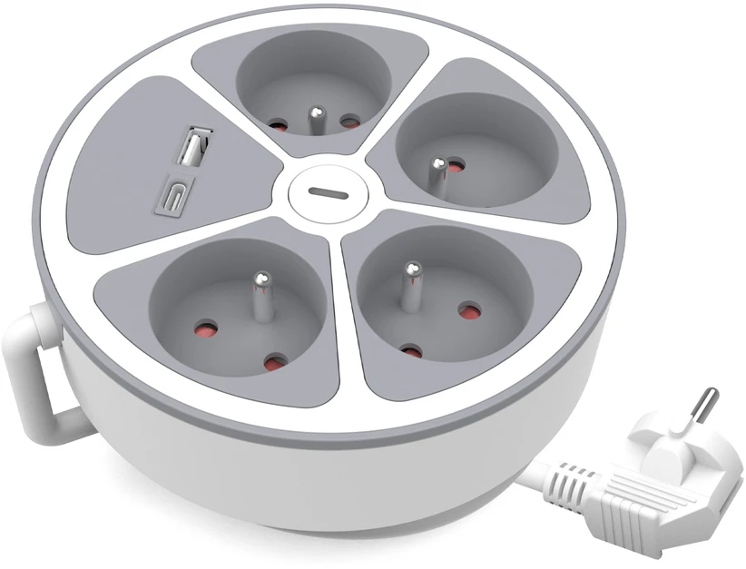 Plastrol Przedłużacz 4-gniazdowy su włącznikiem i gniazdami usb-a i usb-c