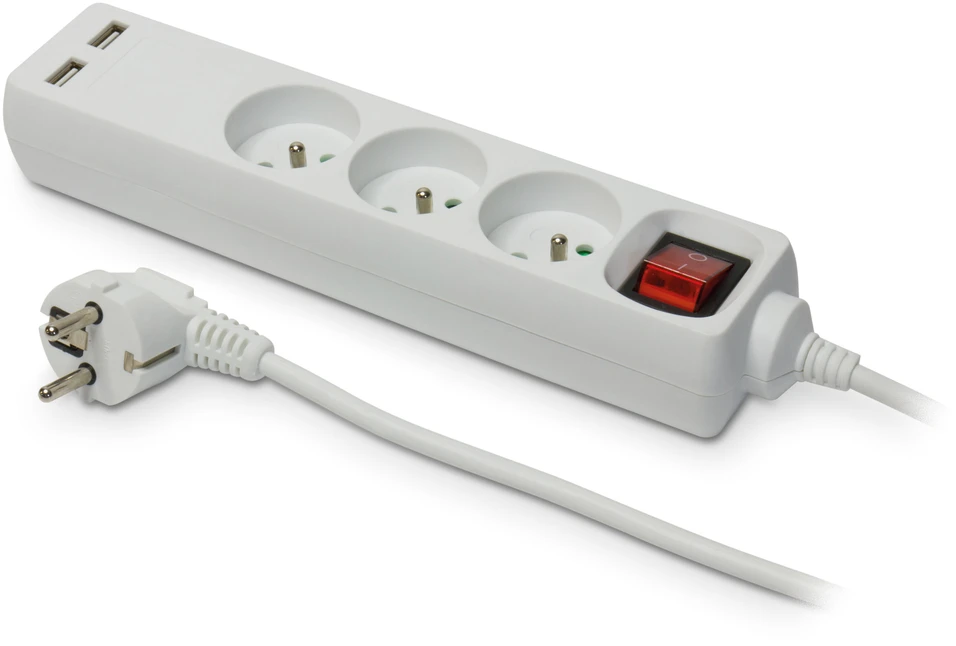 Plastrol Stacionarus prailgintuvas su trigubu kištukiniu lizdu ir USB