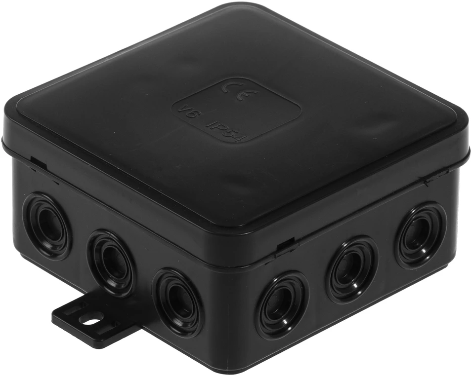Plastrol Įleidžiama hermetiška dėžutė v6 ip-54 85x85x41 12-jt su įsilaužimo taškais juoda