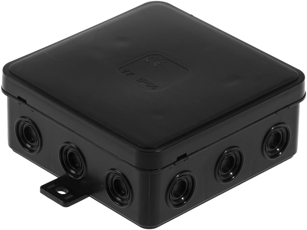 Plastrol Hermetiška įlaidintinė dėžutė v7 ip-54 100x100x41 12-vų su susilpninimais, juoda