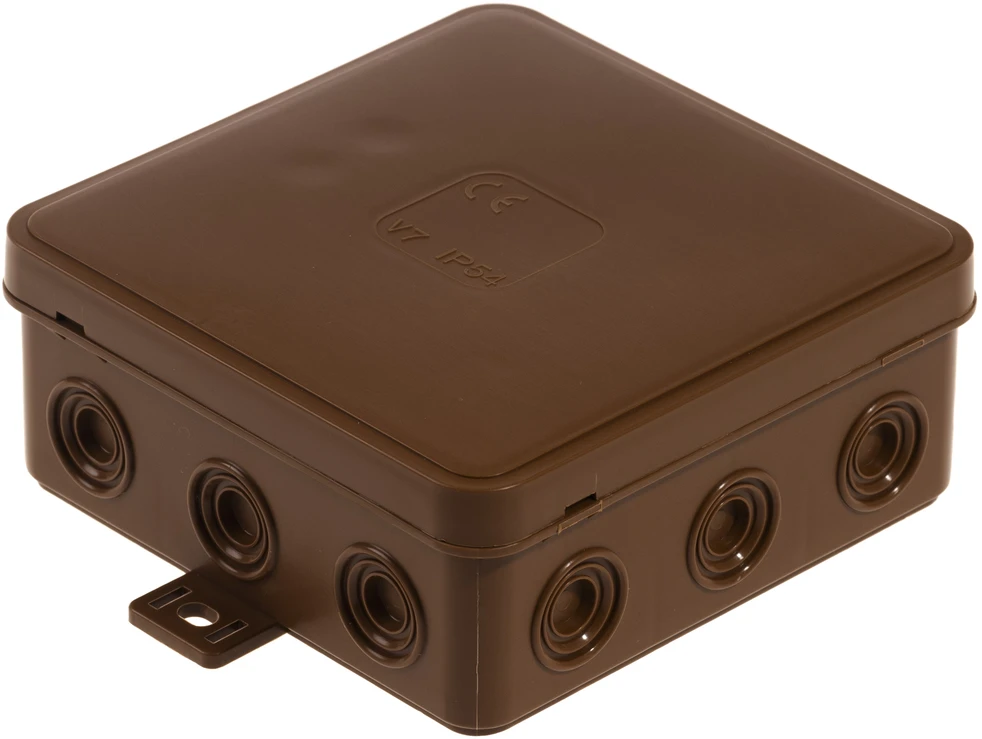 Plastrol Hermetiška perdangos dėžutė v7 ip-54 100x100x41 12-vt klik su silpninimais ruda