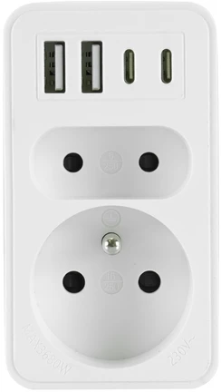 PLASTROL DVIGUBAS ŠAKOTUVAS 2xUSB + 2xUSB C