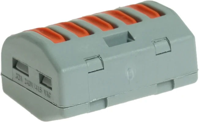Plastrol Sparčioji jungtis penkiakartė su svirtelėmis, tinka visų tipų laidams, 24 A, 0,2–4 mm², 450 V AC