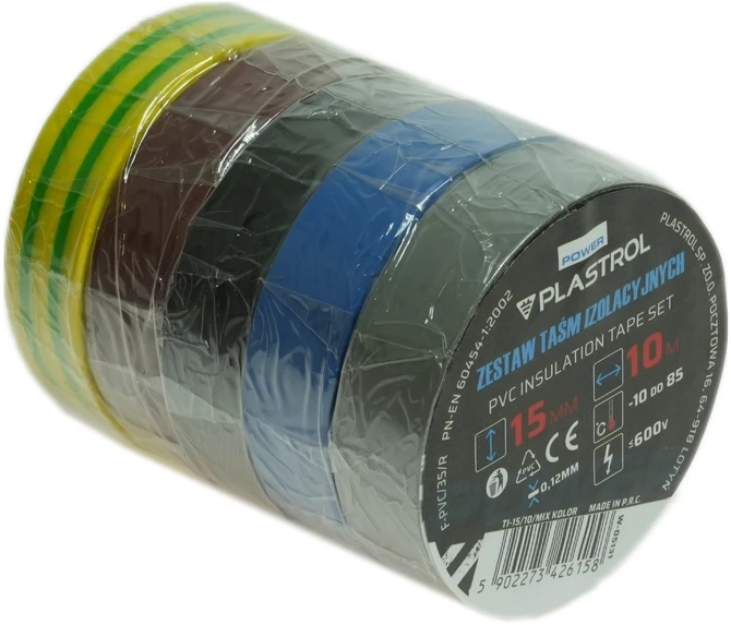 Plastrol Taśma izolacyjna mix spalva pvc 15mm/10m