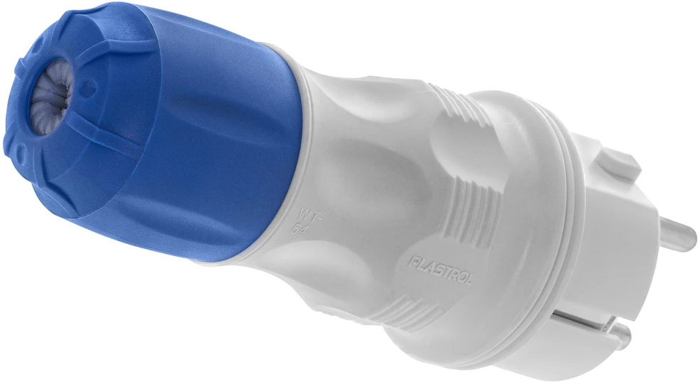 Plastrol Jungtis IP54, 2P+Z, 16A, pilka su mėlynu užsukamu dangteliu