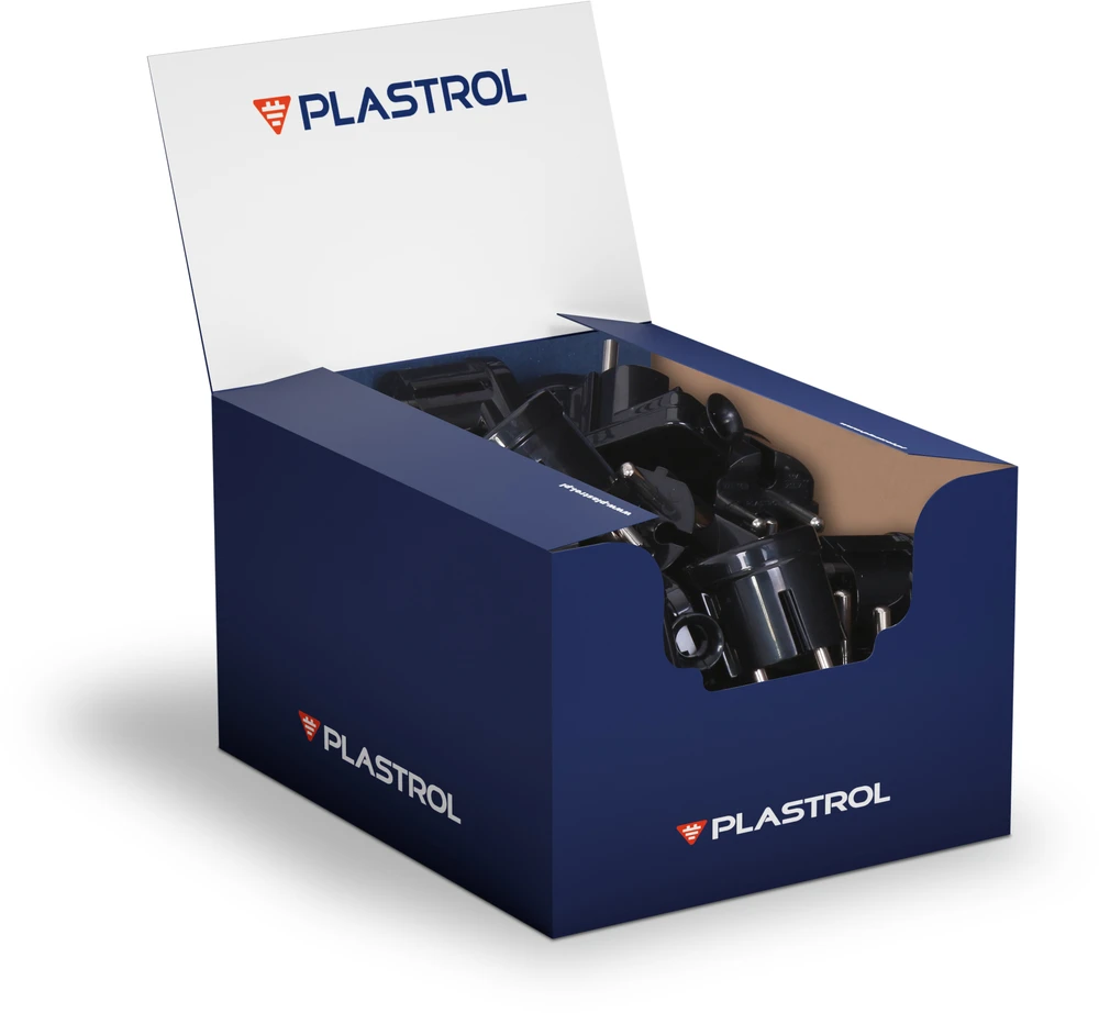 Plastrol Atjungiamasis kampinis kištukas 2p, 16A, 230V, II klasė, WT-16B juoda