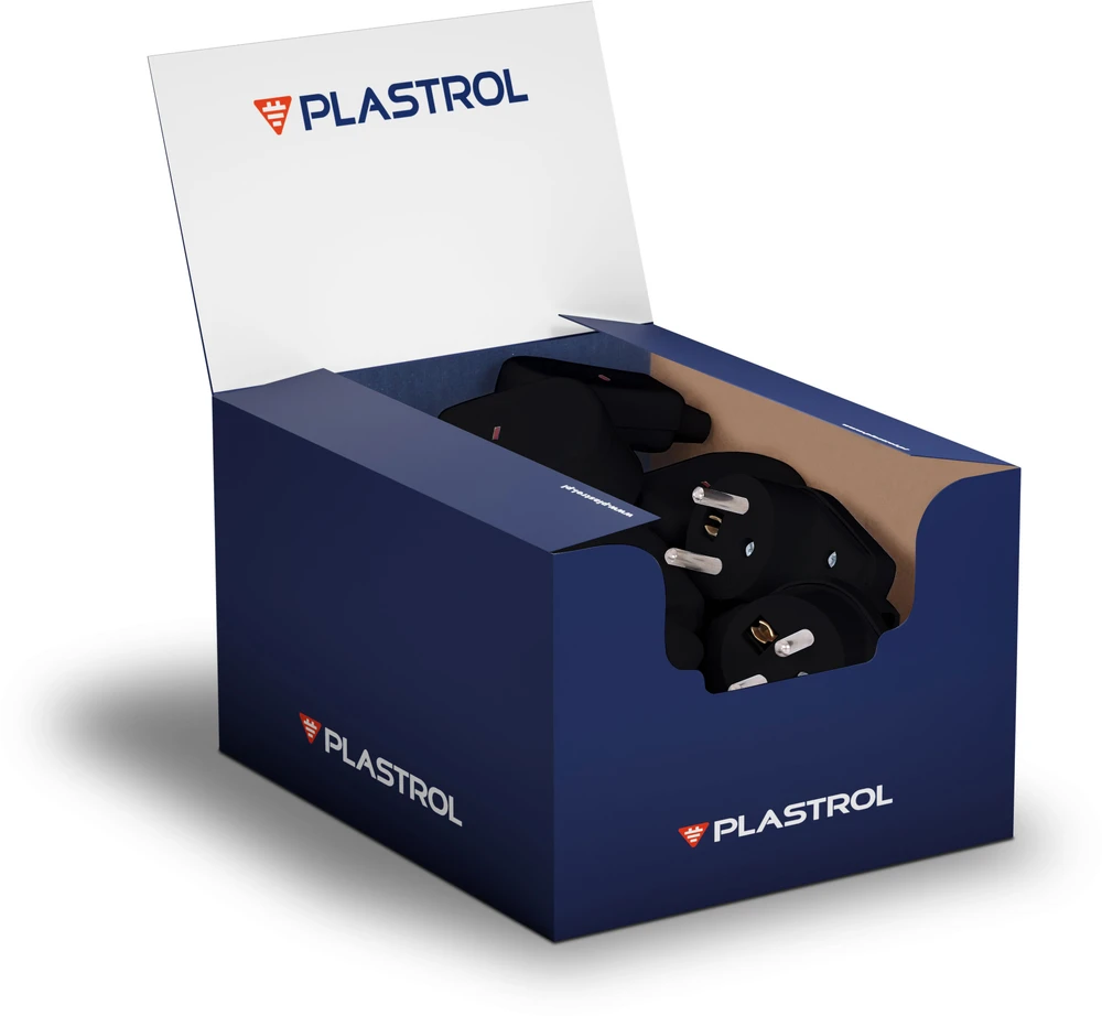 Plastrol Kampinis išardomas kištukas su apšvietimu, 2p+uz, 16a, 250v, wt-16s juoda