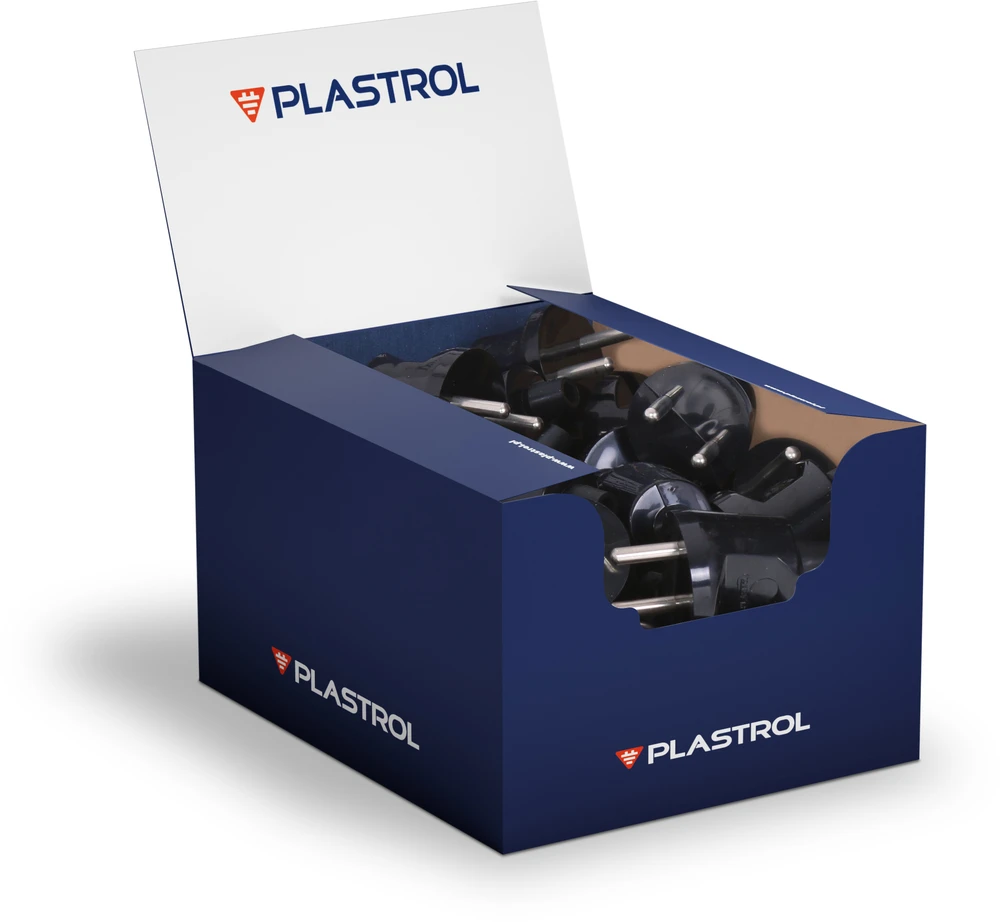 Plastrol Kištukinis lizdas išardomas, tiesus 2p, 16A, 250V, WT-20 juoda