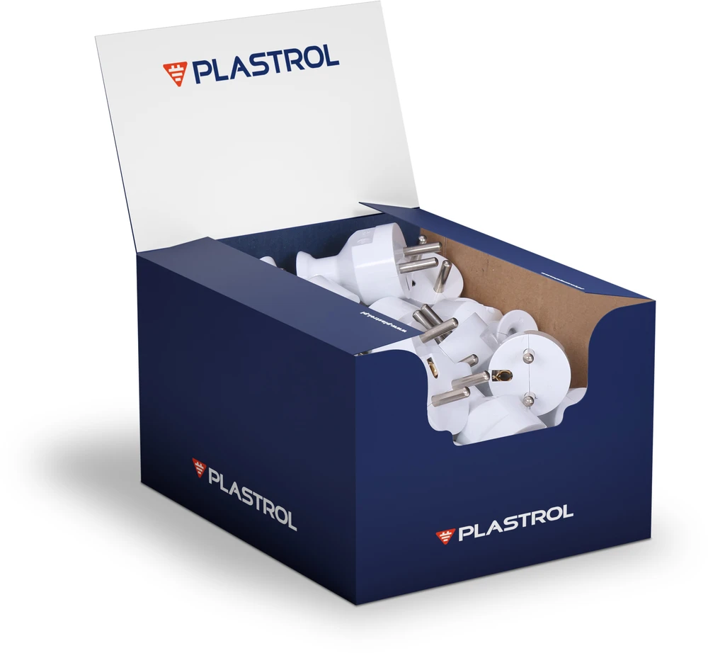 Plastrol Atjungiamoji tiesi šakutė, 2p+ž, 16A, 250V, WT-31 balta