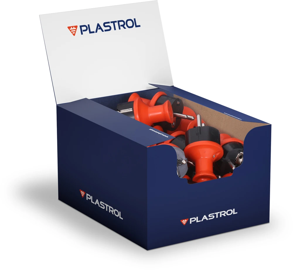 Plastrol Išardomas kištukas, tiesus uni-schuko 16A, 250V, hermetiškas, WT-40H oranžinė