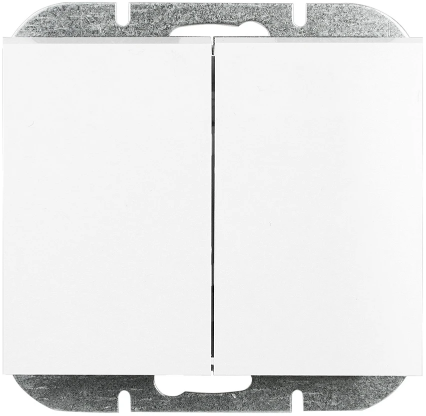 Plastrol 2 klavišų praėjimo jungiklis – onyx – p/t 10A, 250V, baltas