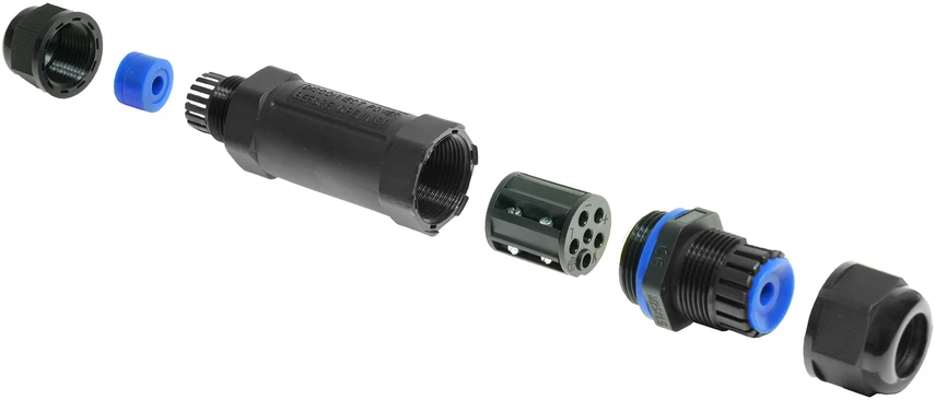 Plastrol Hermetiška kabelių jungtis IP 68, 5 kontaktų, dvipusiai prisukama, stacionari, 16 A, 230-450 V AC