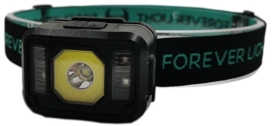 Plastrol LED galvos šviestuvas Senso XP-E 3W + COB 3W su jutikliu 270lm 1200mAh Li-Pol Forever Light