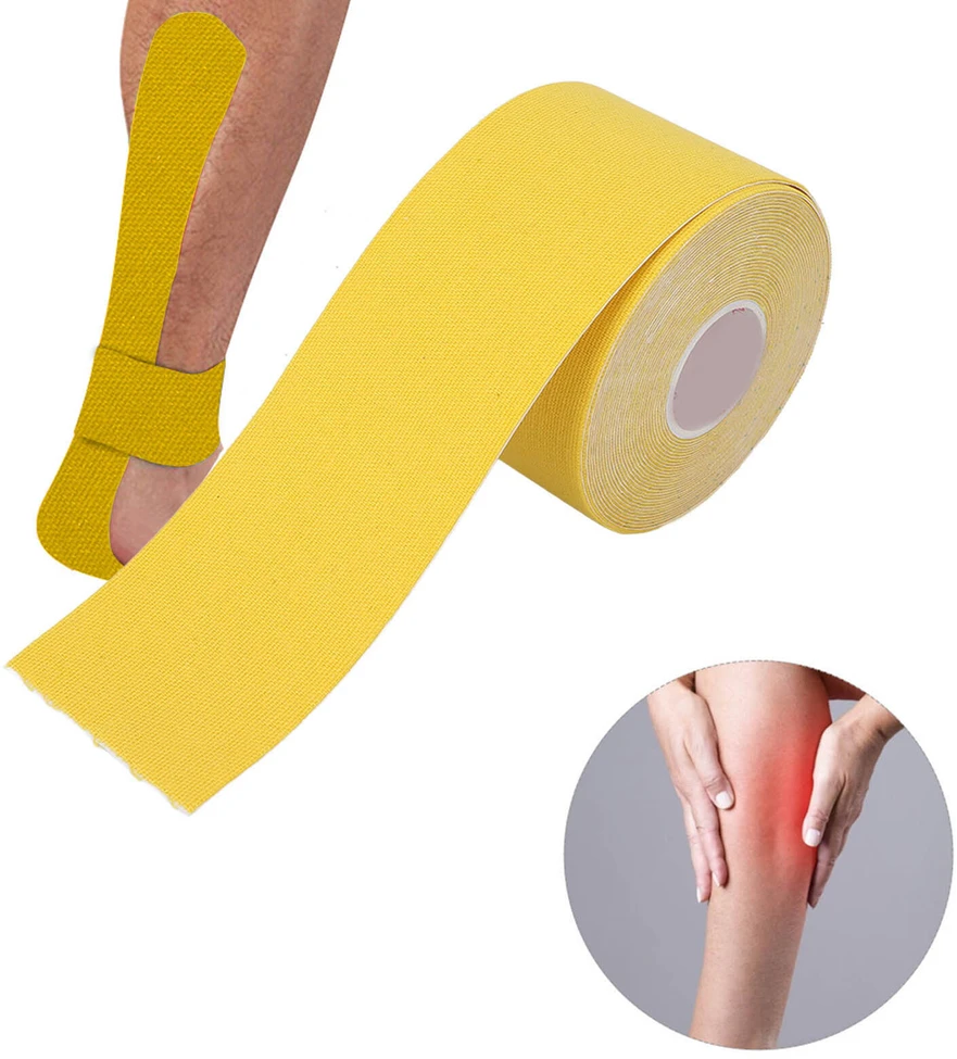 Plastry Kineziologinis teipas, kinesio pleistras 5cmx5m, geltonas