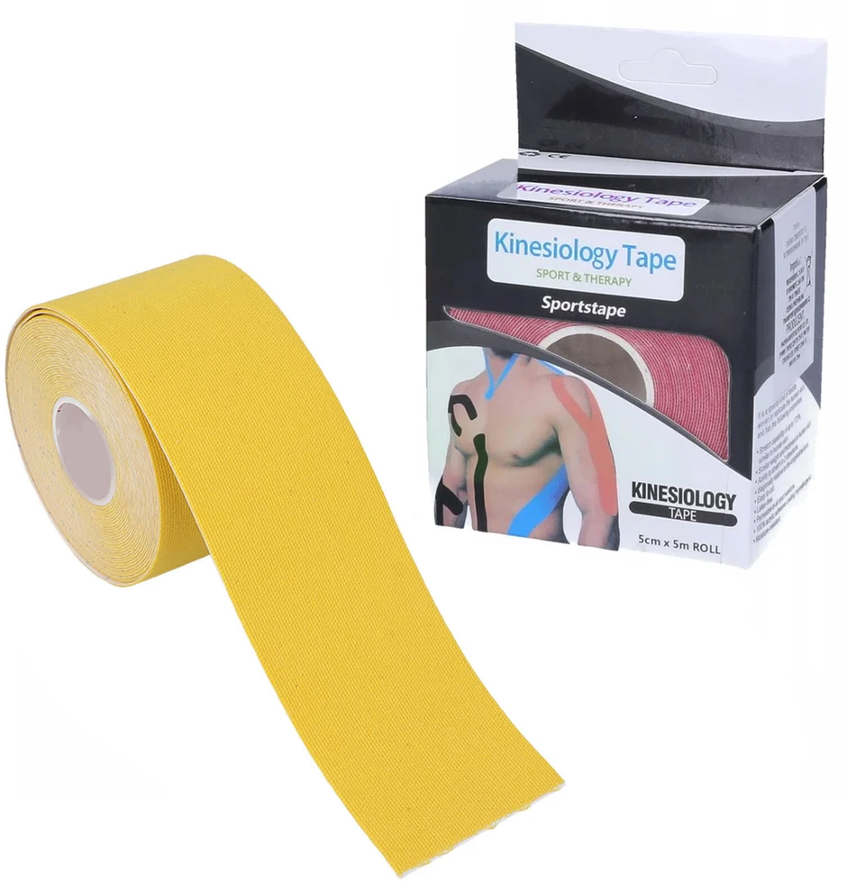 Plastry Kineziologinis teipas, kinesio pleistras 5cmx5m, geltonas