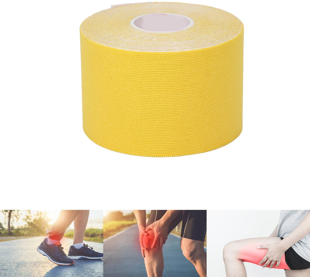Plastry Kineziologinis teipas, kinesio pleistras 5cmx5m, geltonas