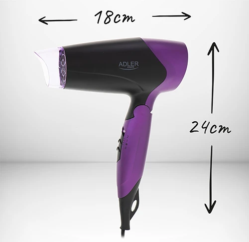 Adler | Plaukų džiovintuvas | AD 2260 | 1600 W | Number of temperature settings 2 | Juodas/Violetinė